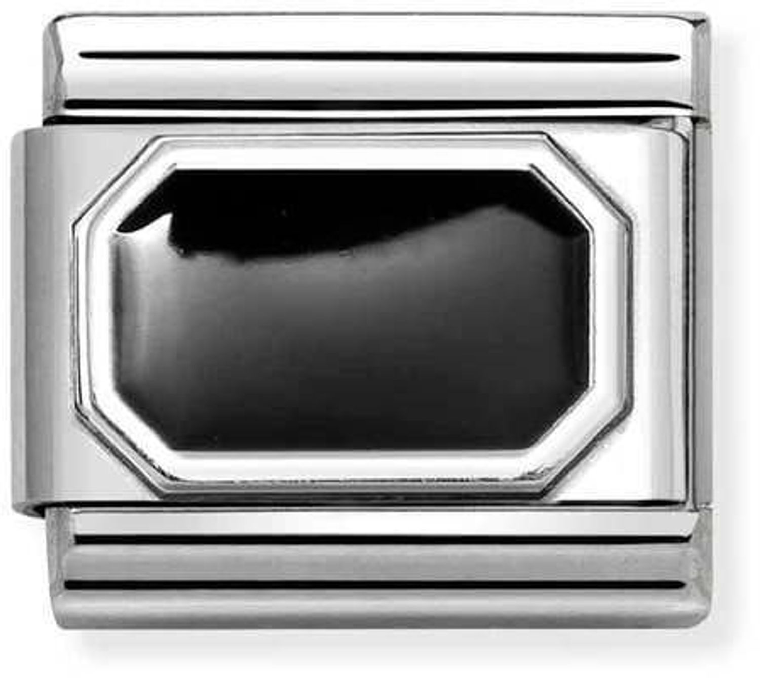 Nomination-Link prostokąt z zaokrąglonymi rogami i czarną emalią 330206 34.jpg